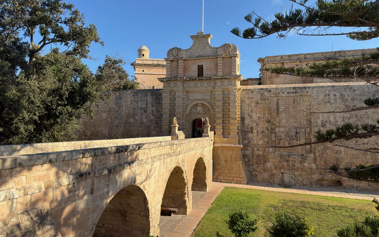 Entering the old capital of Malta, Mdina Entering the old capital of Malta, Mdina via a bridge.
