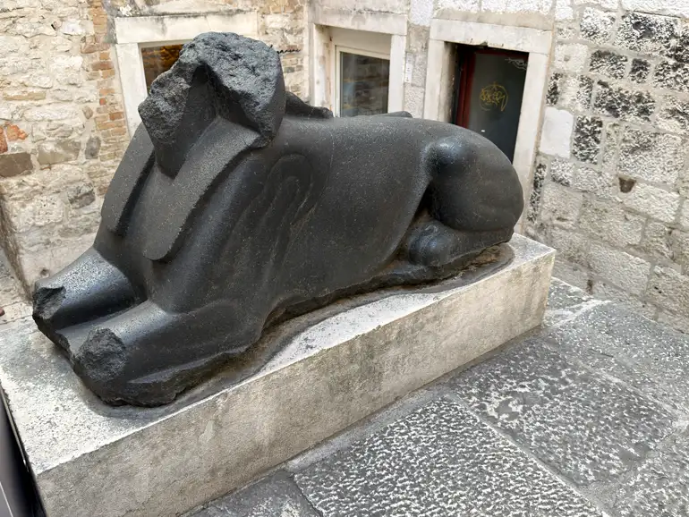 Headless ancient Egyptian Sphinx at the Temple of Jupiter, Diocletian's Palace.