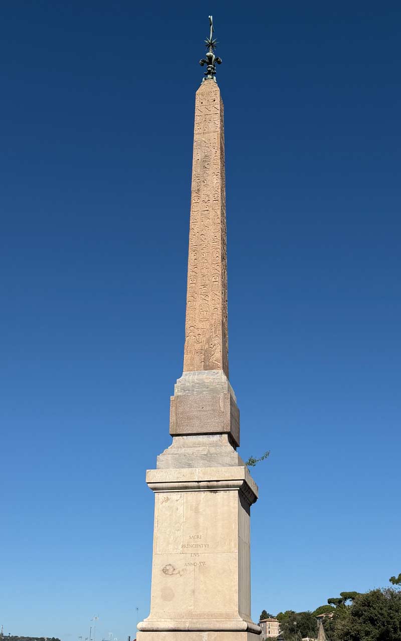 Ancient Egyptian Obelisco Sallustiano with cross on top.