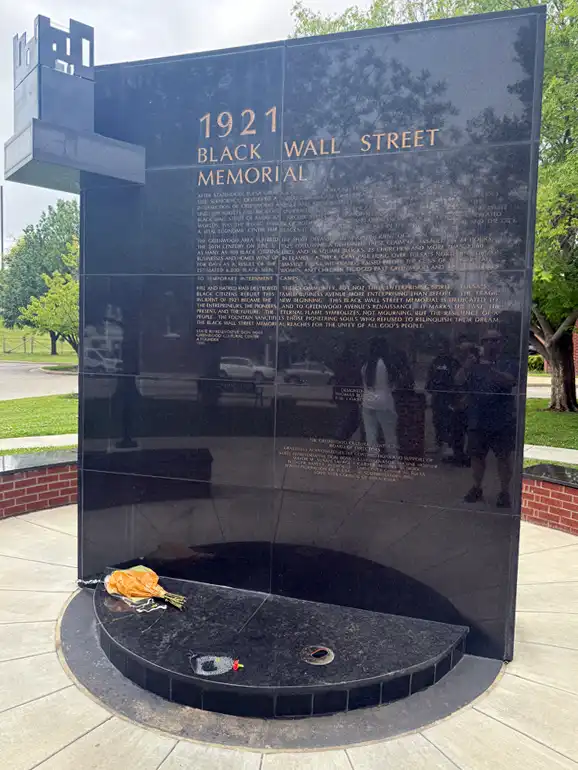 Black Wall St Memorial Black Wall St Memorial in Greenwood, Oklahoma.