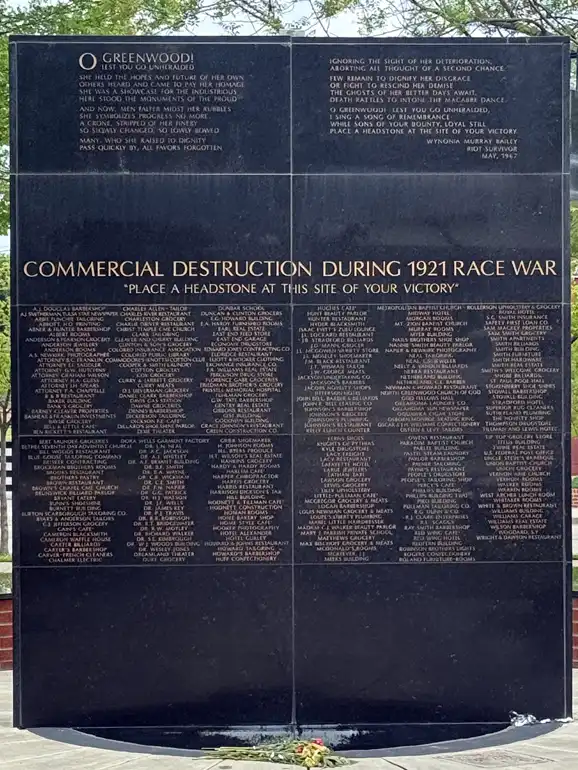 Commercial Destruction Memorial Memorial for the 1921 Race War Commercial Destruction