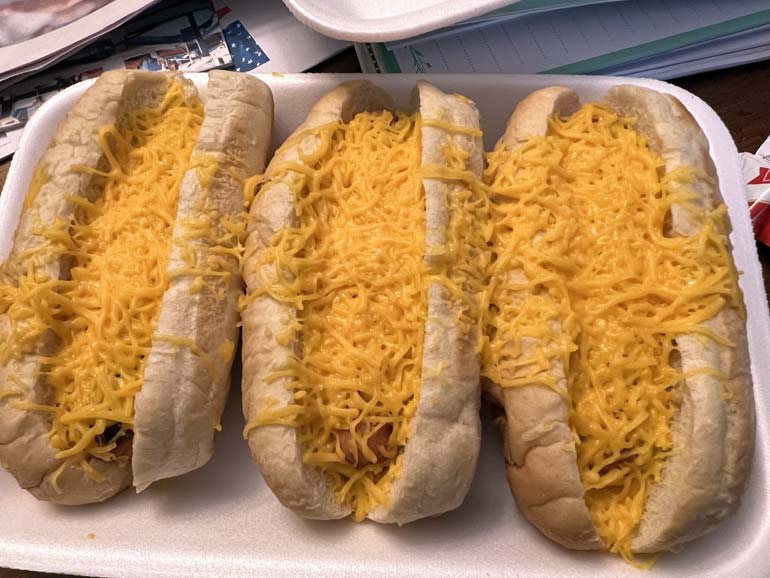 Coney I-Lander Hot Dogs Coney I-Lander Hot Dogs. Three cheese coneys.
