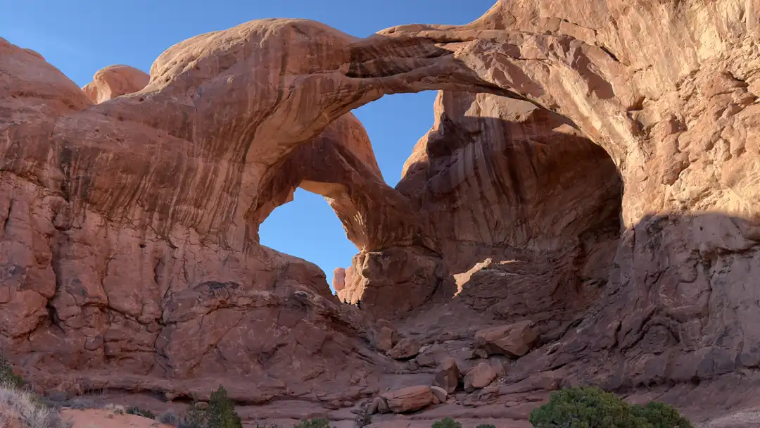 Double Arch massive sandstone arches featured in Indiana Jones and the Last Crusade opening sequence.