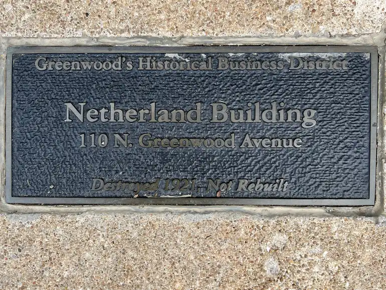 Greenwood Historic Marker 1 Greenwood Business District Marker for Netherland Building.
