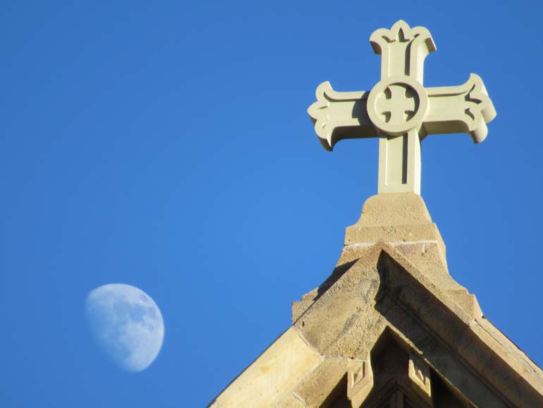 Santa Fe Church with Cross and moon