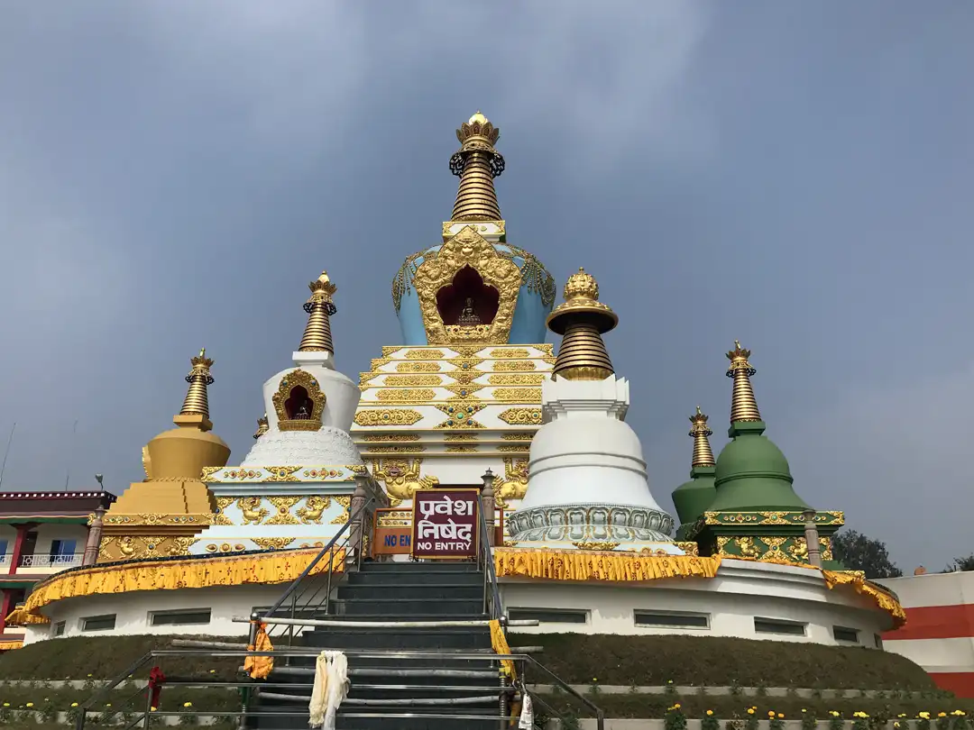 Stupas at Ngagyur Palyul Temple in Bodh Gaya