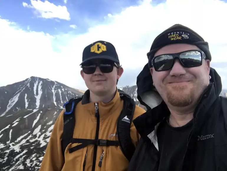 Me and my son at the top of Mt Sniktau.