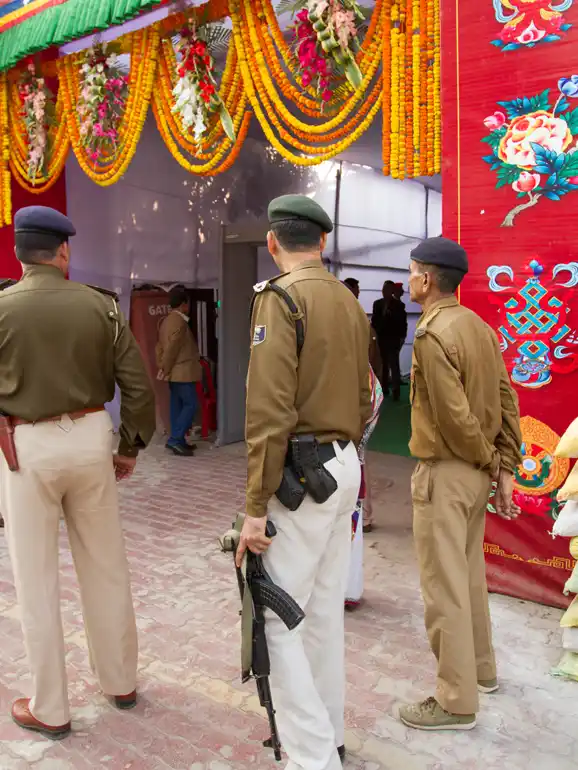 Armed Indian soldiers provided security