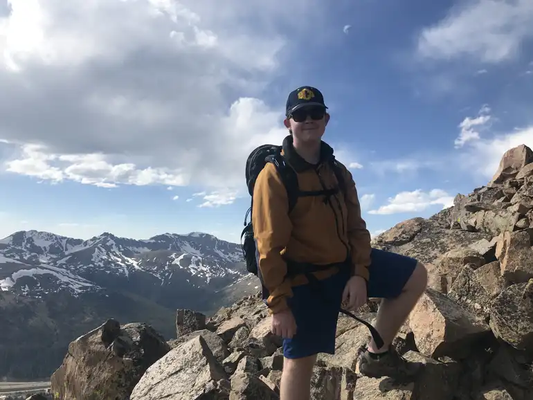 My son near the top of Mt Sniktau.