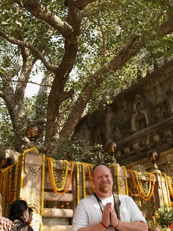 Gordon Eaton under the Bodhi Tree, India