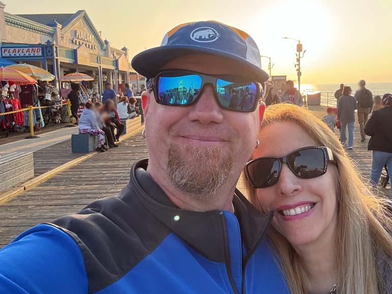 Gordon and Anna taking a Selfie photo on Santa Monica Pier