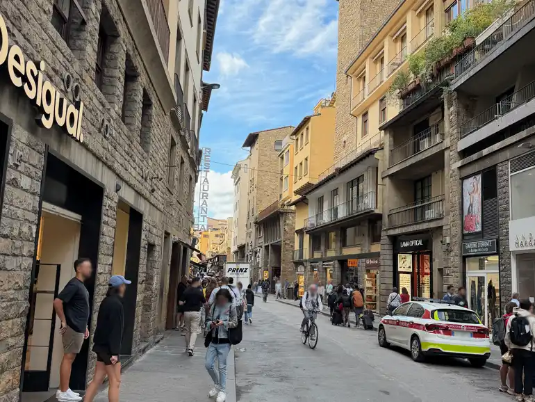 Looking south down the southern portion of the ancient Cardo Maximus in Florence.